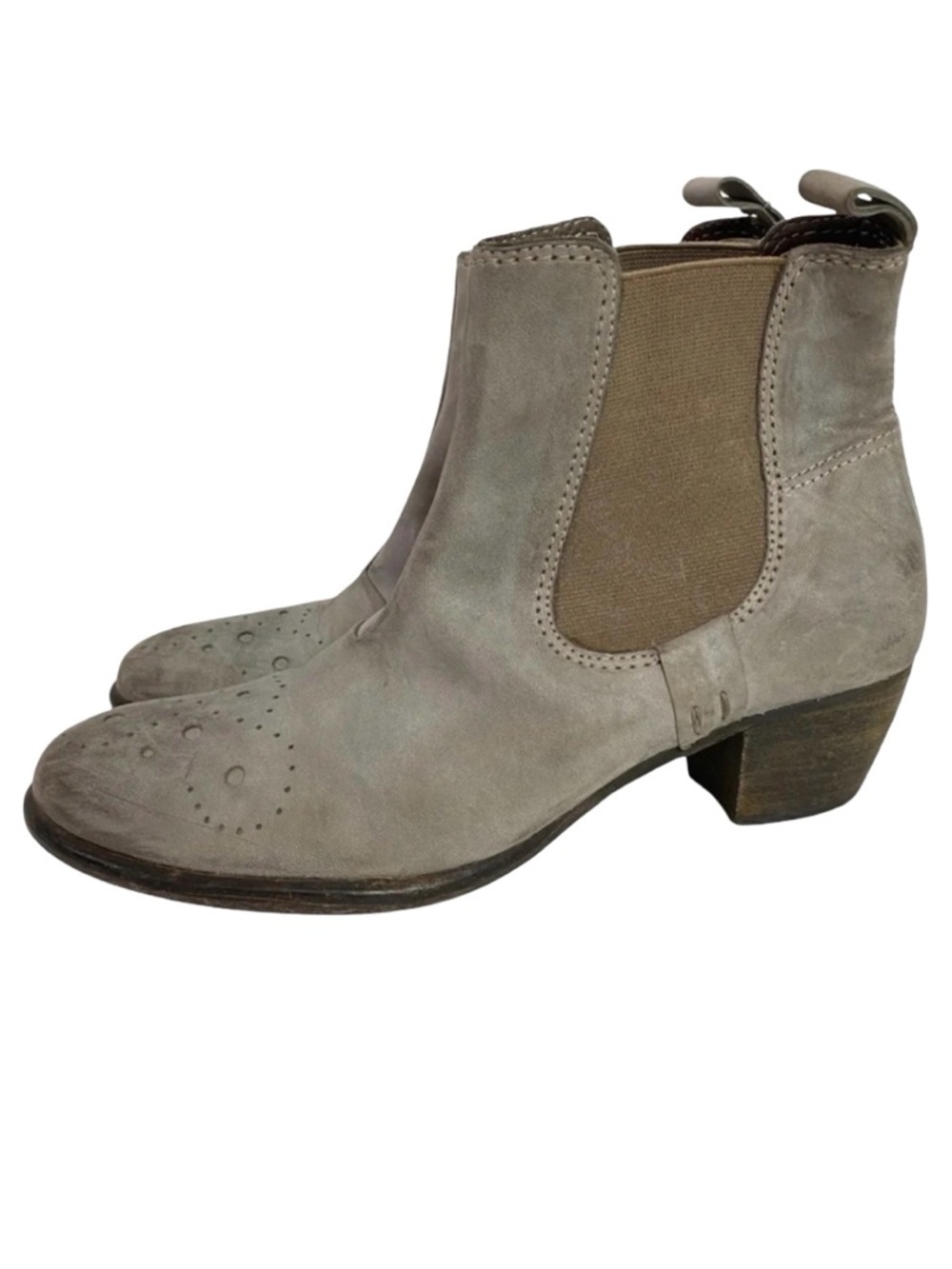 Liebeskind Berlin Leather Boots Size 7.5 Distressed Gray Womens Shoes Booties